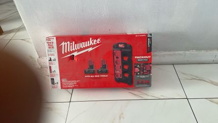 M12 Milwaukee Red Lithium 2 4.0AhBattery Charger & Wall Plate
