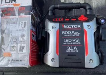Vector Rechargeable 800 Amp Jump Starter, 120 PSI Air Compressor Three USB