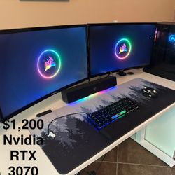 Gaming PC RTX 3070 | Intel I7 | 32GB Ram Gaming Desktop + 2 Curved 1080p monitors 