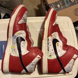 Custom nike id white red dunk high  US 10.5