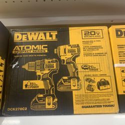 Dewalt New Kit Drill And Impact Brushless Atomic , Battery And Charger 