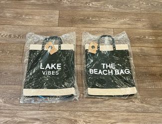 Black Market Totes, LAKE VIBES & THE BEACH BAG, 13"W x 18"H x 8"D, New, $25 ea