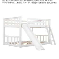 Fill over full white bunk bed with slide 