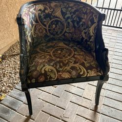 Elegant Upholstered Barrel Accent Chair – Floral Pattern