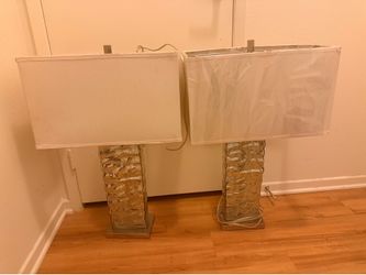 Polished Nickel w/ Mercury Glass Set of Table Lamps