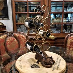 DEZINE Drunk Bears Wine Rack Bottle Holder 24" Tall