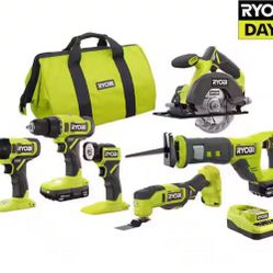 Ryobi 18V Cordless 6 Tools + Batteries 
