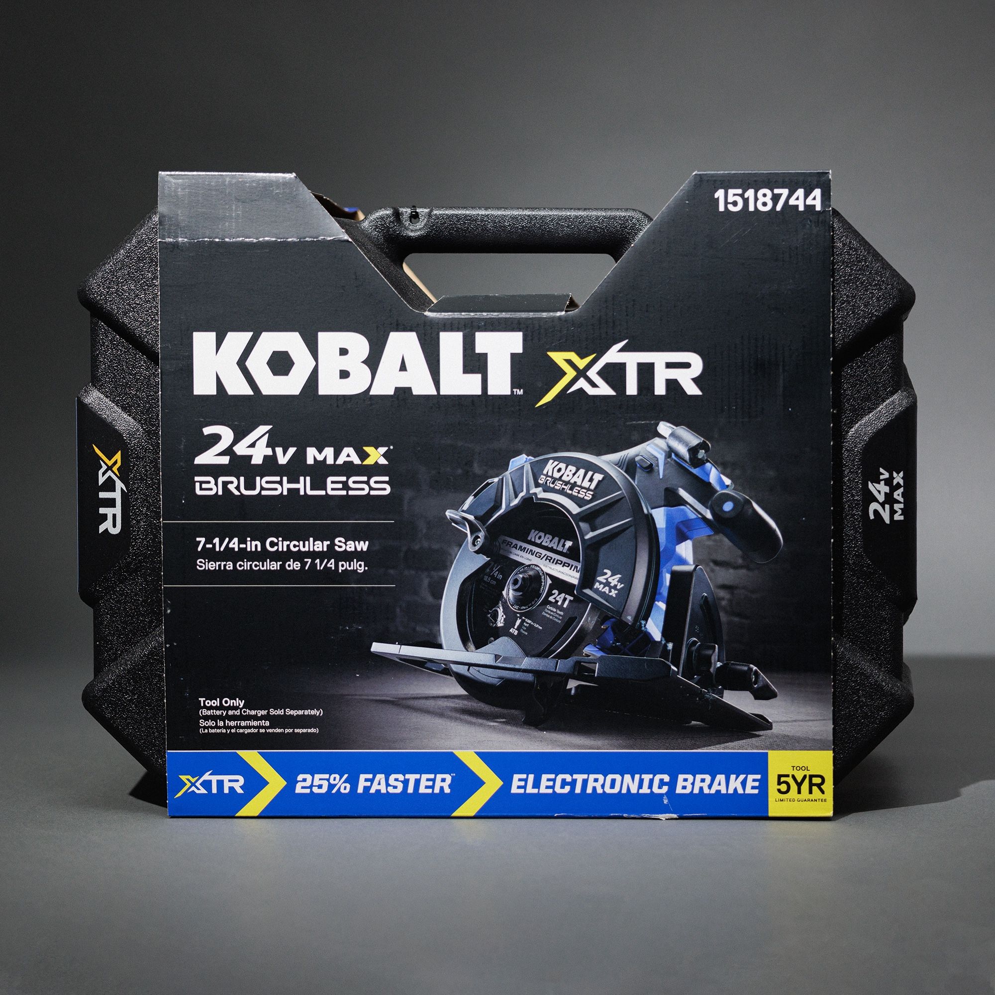 Kobalt XTR Circular Saw 24V, TOOL ONLY, Hard Case, Cordless Brushless Motor w/ LED, Brake, Blade