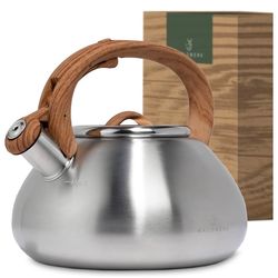 WALDWERK Tea Kettle Stovetop (2.4 Quart) - Teapot for Stovetop - also for Induction and Gas Stoves - Stainless Steel Tea Kettle - Whistling Tea Kettle