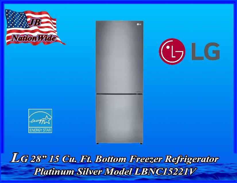 LG 28” 15 Cu. Ft. Bottom Freezer Refrigerator Platinum Silver 