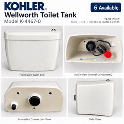 KOHLER Wellworth K-4467-0 Toilet Tank – New – 6 Available