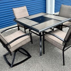 5pc PATIO DINING SET TABLE AND SWIVEL CHAIRS