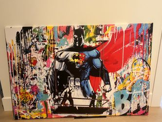 Batman Superman Pop Art Canvas Print