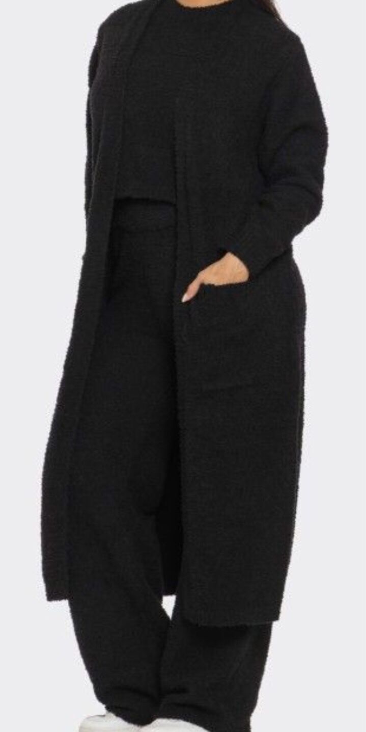 Three-Piece Black Cardigan Set – Various Sizes