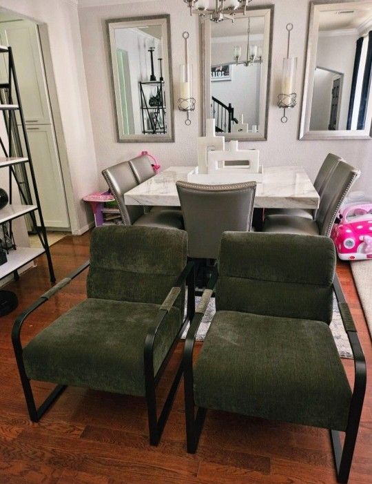 MUST SEE! 2 Green and Black Metal Accent Chairs $300 EACH