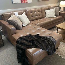 Baskove Modern Real Leather Sectional Sofa with Chaise /P