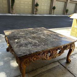 Vintage European Marble-Top Coffee Table