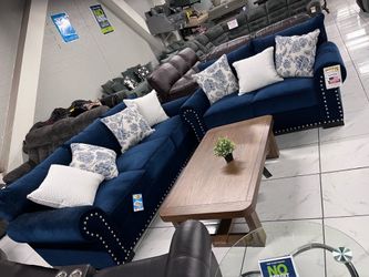 2pc Living Room Set 💙 Blue Fabric