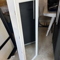 White Jewelry Storage cabinet - Over The Door - With Mirror 