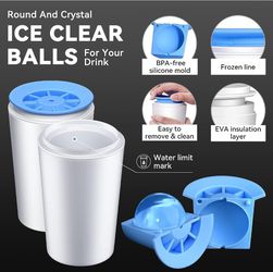 Longzon Crystal Clear Ice Ball Maker Mold, Ice Cube Tray, Whiskey Ice Mold  Large 2.4 Inch, Silicone Round Ice Cube Tray for Freezer, Sphere Ice Mold