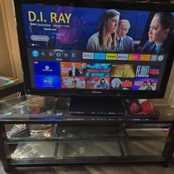 Tv Panasonic 45"and Stand Wood and Glass