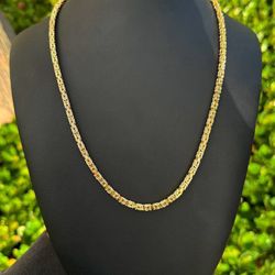 14k solid yellow gold Byzantine chain necklace 22” 4.00mm
