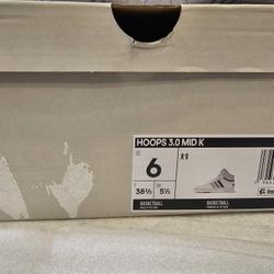 New Adidas Hoops 3.0 Mid K White Sneakers - US