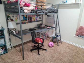 Metal Loft Bed with Desk