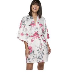 Small White Floral Women’s APT.9 Satin Wrap Robe $30 obo 