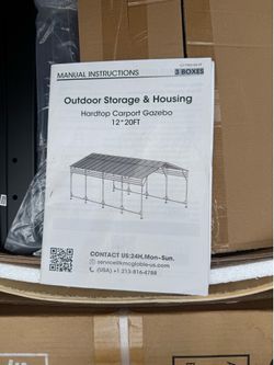 Outdoor Storage & Housing Hardtop Carport Gazebo 12*20FT