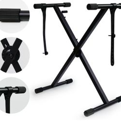 Single-X Keyboard Stand, Pre-Assembled X-Style Keyboard Stand with Locking Straps & Quick Release Mechanism, Adjustable Piano Stand