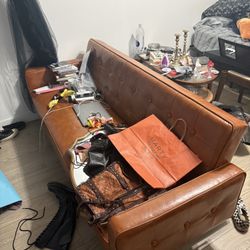 Brown Leather Futon Couch 