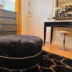 Black Beaded Ottoman