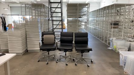 Black Padded Arm Chair (Multiple) Office with Wheels