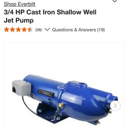 Shop Everbilt 3/4 HP Cast Iron Shallow Well Jet Pump
