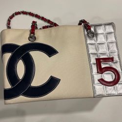Chanel Choco Bar Canvas/leather Tote