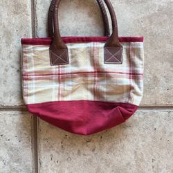 red plaid bag