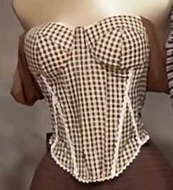 Plaid corset with ribbon tie up back