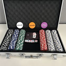Professional Poker Chip Set with Aluminum Case - 500 Chips, Cards, Dice, and Dealer Buttons
