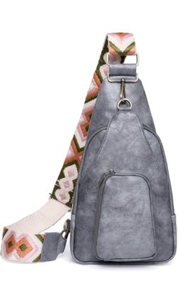 NWT Boho Sling Bag Crossbody Guitar Strap Faux Leather