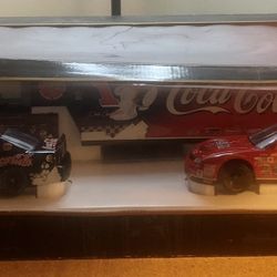 Dale Earnhardt, Dale Earnhardt Jr Coca-cola Show Trailer And Two Car Collection