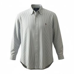 RALPH LAUREN Blue White w/ Logo Long Sleeve Button Down Shirt Sz  16.5 - 34