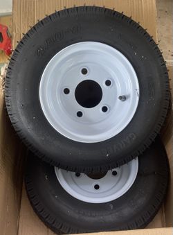 4.80-8 Trailer Tires with Rims, 5 lugs (White)
