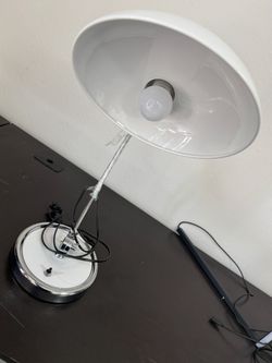 Modern White Desk Lamp with Chrome Base