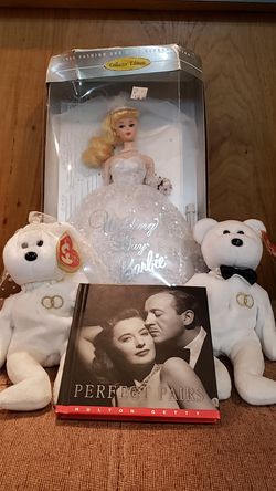 WEDDING GIFT/NEW BARBIE WEDDING DOLL, MR. AND MRS.. BEANIES, AND NEW PERFECT PAIRS BOOK