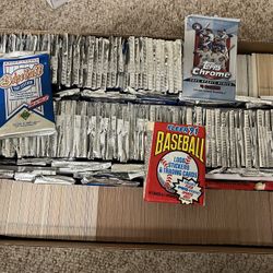 Box of Open Baseball Card Packs