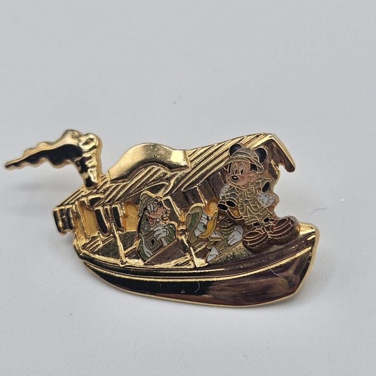 2005 New Disney Disneyland 50th Golden Vehicle Mickey Goofy Donald Jungle Cruise Pin