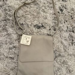 Italian Leather Made In Italy Beige Crossbody New with Tags