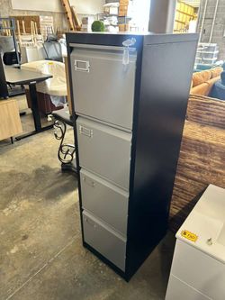 Filing Cabinet: Black 4-Drawer Vertical with Lock