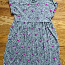 Gap Kids Softspun Short Sleeve Print Dress in Allover Heart - M